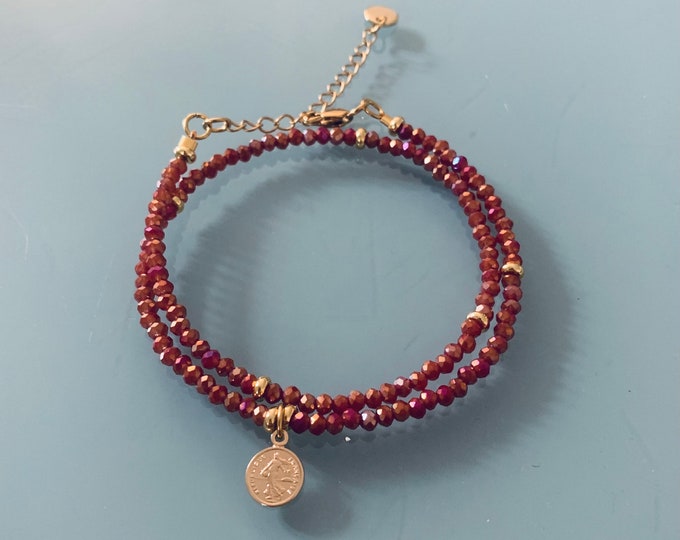 Featured listing image: Amulet and Jade bracelet, magic talisman curb bracelet and 24k gold-plated Heishi beads, golden bracelet