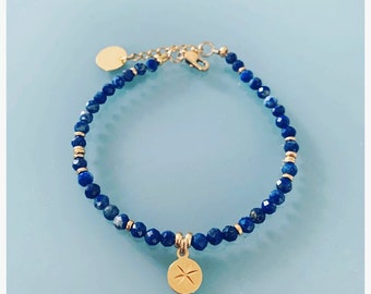 Lapis Lazuli bracelet and pink winds, gourmet woman bracelet magic natural stones and 24k heishi beads, gold bracelet, gift jewelry