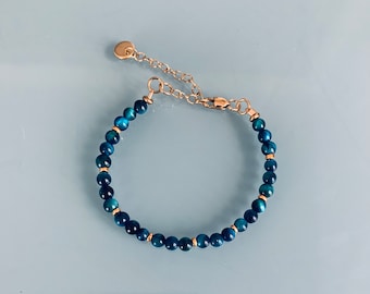 Lapis Lazuli bracelet and pink winds, gourmet woman bracelet magic natural stones and 24k heishi beads, gold bracelet, gift jewelry
