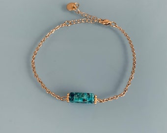 African turquoise bracelet, gourmet woman bracelet magic natural stones and 24k heishi beads, gold bracelet, gift jewelry