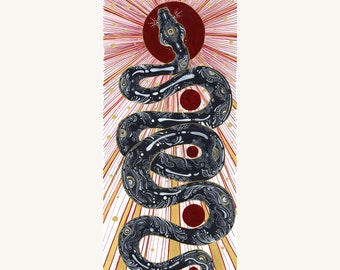 Awaken Black Snake Unframed Giclee Print serpent eye kundalini animal spirit guide mythical magical surreal illustration