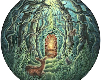 Forest Desert Portal Giclee Print Surreal Wall Art Mystical Magical Painting