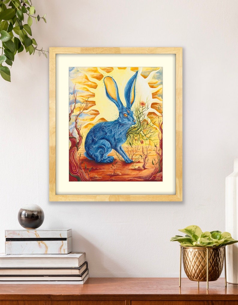 Desert Sun Jackrabbit Museum Quality Print.spirit animal art.surrealism. image 2