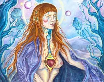 Wild Woman. Goddess. Giclée Art Print. Surreal. Feminine. Mystical. Magical. Women's Sacred Journey. Wall Art. Spiritual Art