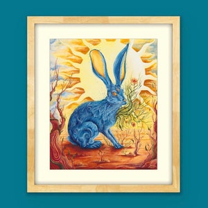 Desert Sun Jackrabbit Museum Quality Print.spirit animal art.surrealism. image 3