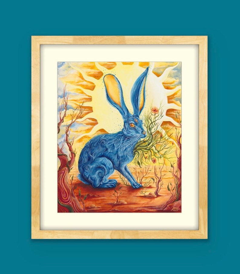 Desert Sun Jackrabbit Museum Quality Print.spirit animal art.surrealism. image 3