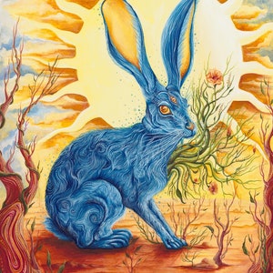 Desert Sun Jackrabbit Museum Quality Print.spirit animal art.surrealism. image 1