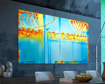 Large abstract painting Horizontal Modern Contemporary wall Art Brush Strokes Painting Canvas Artwork  Handmade 63.8x38.2"