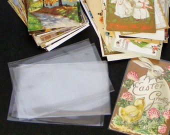 10 New Postcard Sleeves Acid Free Clear Polypropylene Archival Safe Craft Scrap Paper Storage Supply and Display Standard Size - 19032