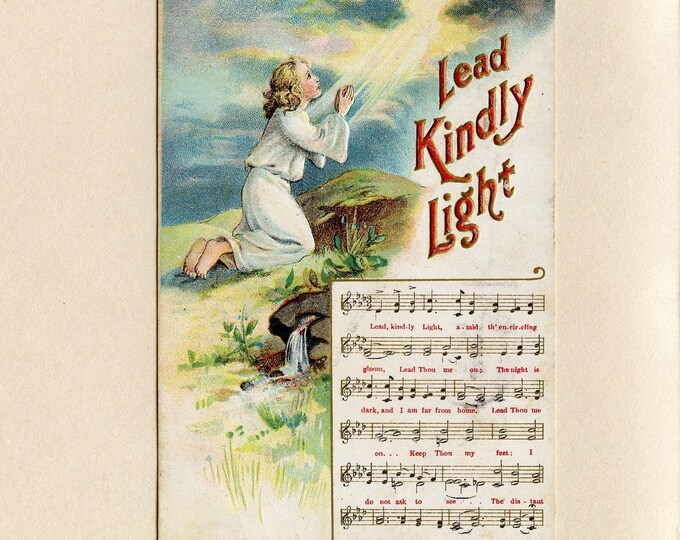 Vintage Religious Music Postcard Lead Kindly Light Lyrics Art Etsy