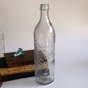 Antique Granite Rock Spring Bottle, Embossed Clear Glass 9 3/4&quot; Tall - 17560f