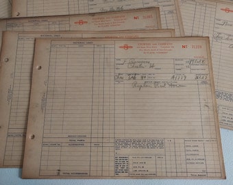 Ten Original 1940's Chevrolet Car and Truck Service Repair Orders, Rutland Vermont, Stowell Chevy Business Receipts - 18330