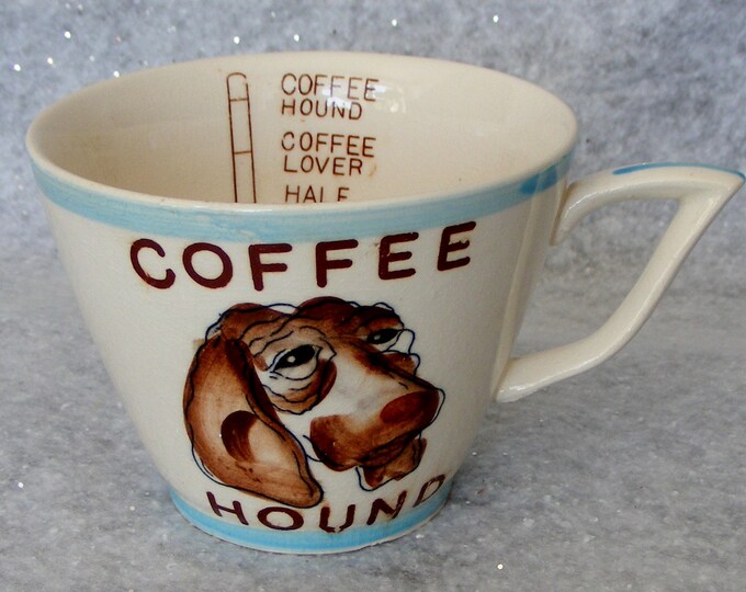 Huge 14 Ounce Vintage Coffee Hound Dog Mug With Aqua Blue Etsy
