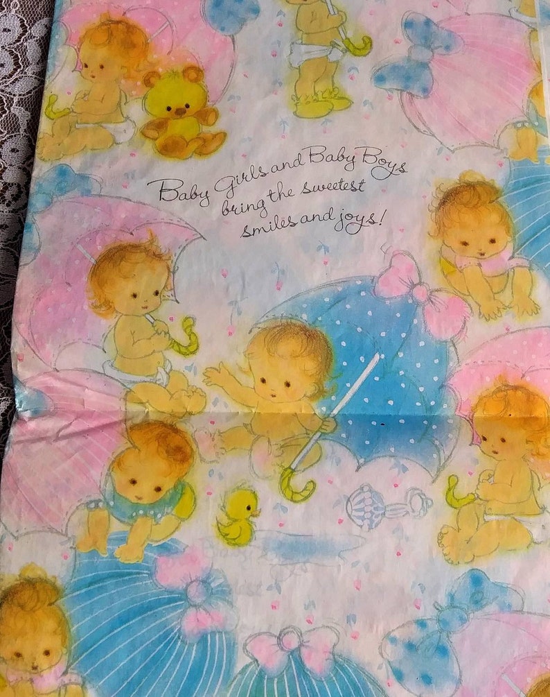 Vintage 1978 Baby Shower Wrapping Paper One 18 X 30 Inch Etsy