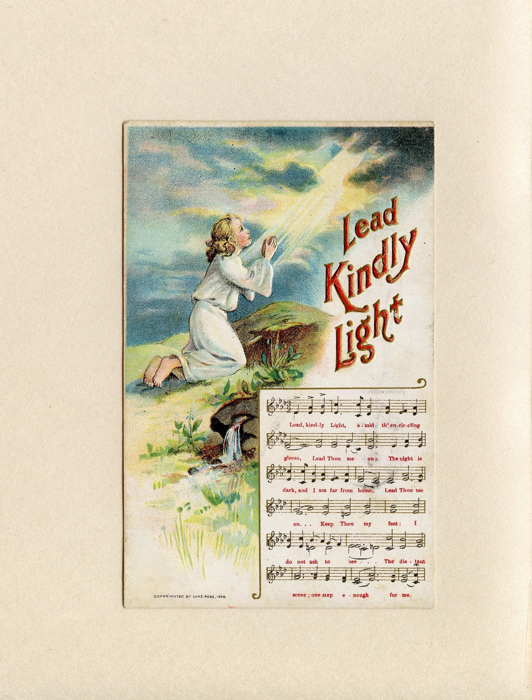Vintage Music Postcard Lead Kindly Light Lyrics Art by Etsy