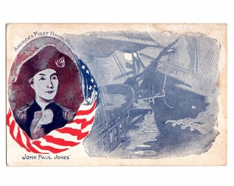 Antique Patriotic Postcard, America's First Naval Hero, John Paul Jones, Unused - 20132P