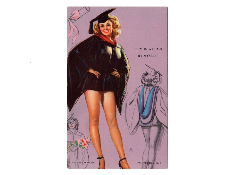 Vintage Knute O. Munson Pin up Girl Graduating, I'm in a Class by