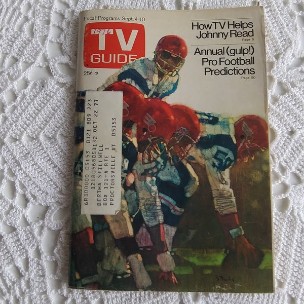 Vintage Sept 4, 1976 TV Guide Annual Pro Football Predictions NFL, Bernard Fuchs Art, Television Programs Magazine - 17499c
