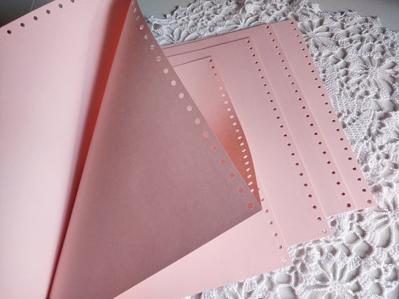 Vintage Pastel Pink Dot Matrix Computer Printer Paper, 17 Continuous  Sheets, Perforated Edges 17662a 