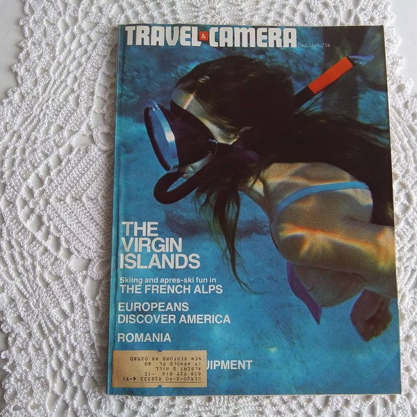 Vintage December 1970 Travel & Camera Magazine, The Virgin Islands, Skiing the French Alps, Photography - 17546b