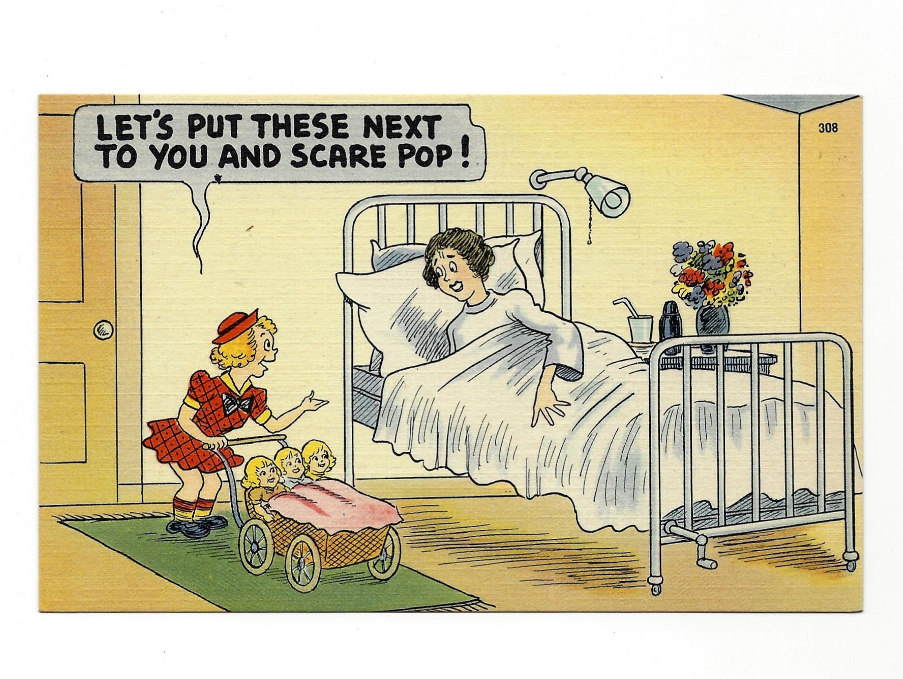 Vintage Postcard - Cartoon Humor - Write If You Haven't Kicked