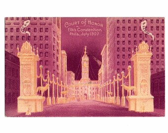 1907 Elks Convention Postcard, Philadelphia, Pennsylvania, Court of Honor BPOE - 20095Pa