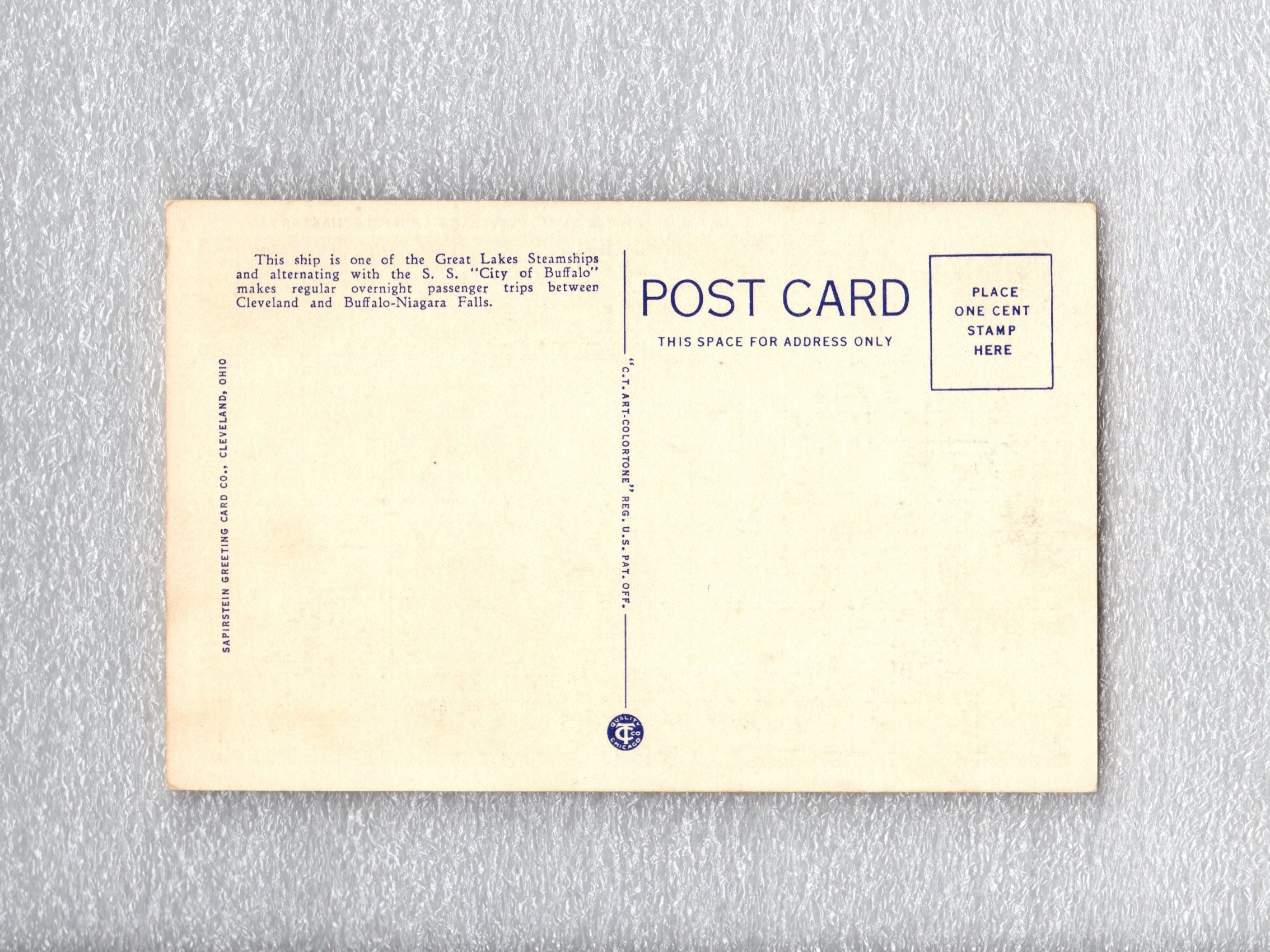 Vintage Linen Postcard Steamer City of Cleveland III Postcard 