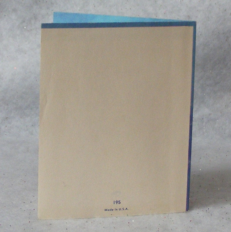 Blue Stars Illustrated Inside Vintage Christmas Card with Santa Claus and Reindeer Unused 10666g