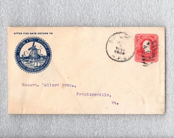 1904 Rutland, Vermont Postal Cover, E D Keyes & Company, Dutch Roasted Coffee Cachet, RPO Postmark - 18311g