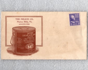 Vintage Norton Mills, Vermont Illustrated Advertising Cover, DeVoe Lead & Zinc Paint Cachet - 18312g