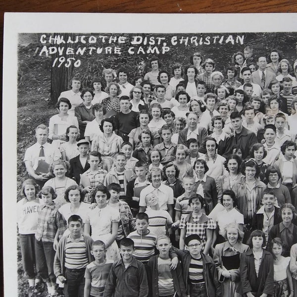 1950 Cillicothe, Ohio Real Photo Postcard, Christian Adventure Camp Group Photo, Lancaster Campground, Tobias Studio - 16199f