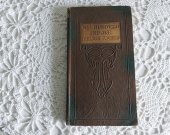 1928 Poetry Book with Art Nouveau Embossed Cover, One Hundred and One Famous Poems, Portraits of Poets - 18549