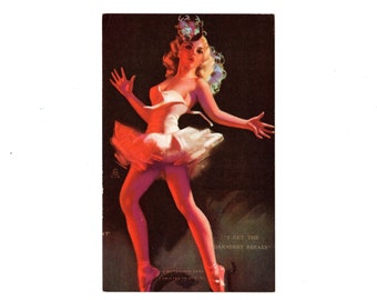 Vintage Dancer Pin Up Girl Arcade Card, Darndest Breaks, Artist Signed By Zoe Mozert, Mutoscope, Brown & Bigelow - 15230i