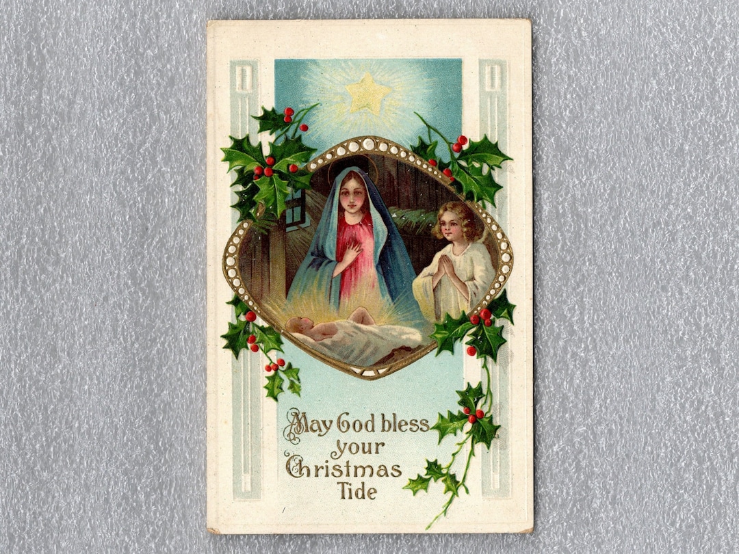 Antique Religious Christmas Postcard Mary and Baby Jesus With Etsy