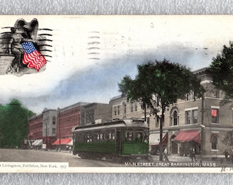 1906 Great Barrington, Massachusetts Postcard, Main Street, Streetcar, Arthur Livingston, Used - 16274Pe