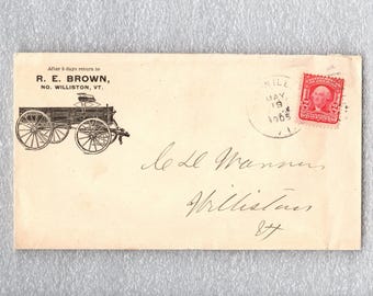 1905 North Williston, Vermont Illustrated Advertising Cover, Work Wagon Cachet - 18313g