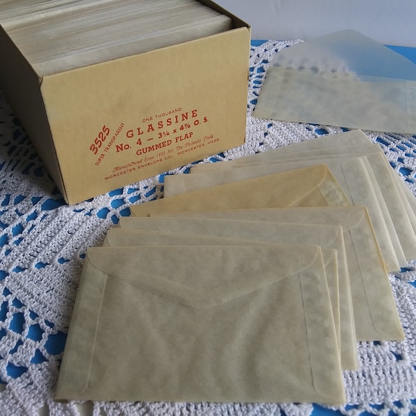 15 Vintage #4 Glassine Envelopes for Paper Ephemera Storage, Archival Safe, Translucent Waterproof Supply, Eco Friendly - 17526