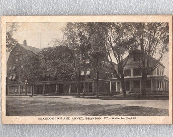 Antique Brandon, Vermont Postcard, The Inn & Annex, 1917 Dinner Menu with Price, Unmailed - 15105i