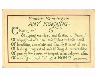 Antique Easter Morning Postcard, Think of Stepping on Shore and Finding it Heaven - 19953Pa