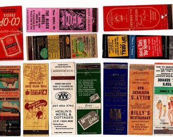 12 Different Vintage Matchbook Covers Advertising Bars, Diners, Hotels and Motels, Pinup Girl, For Crafts or Collection - 17450b