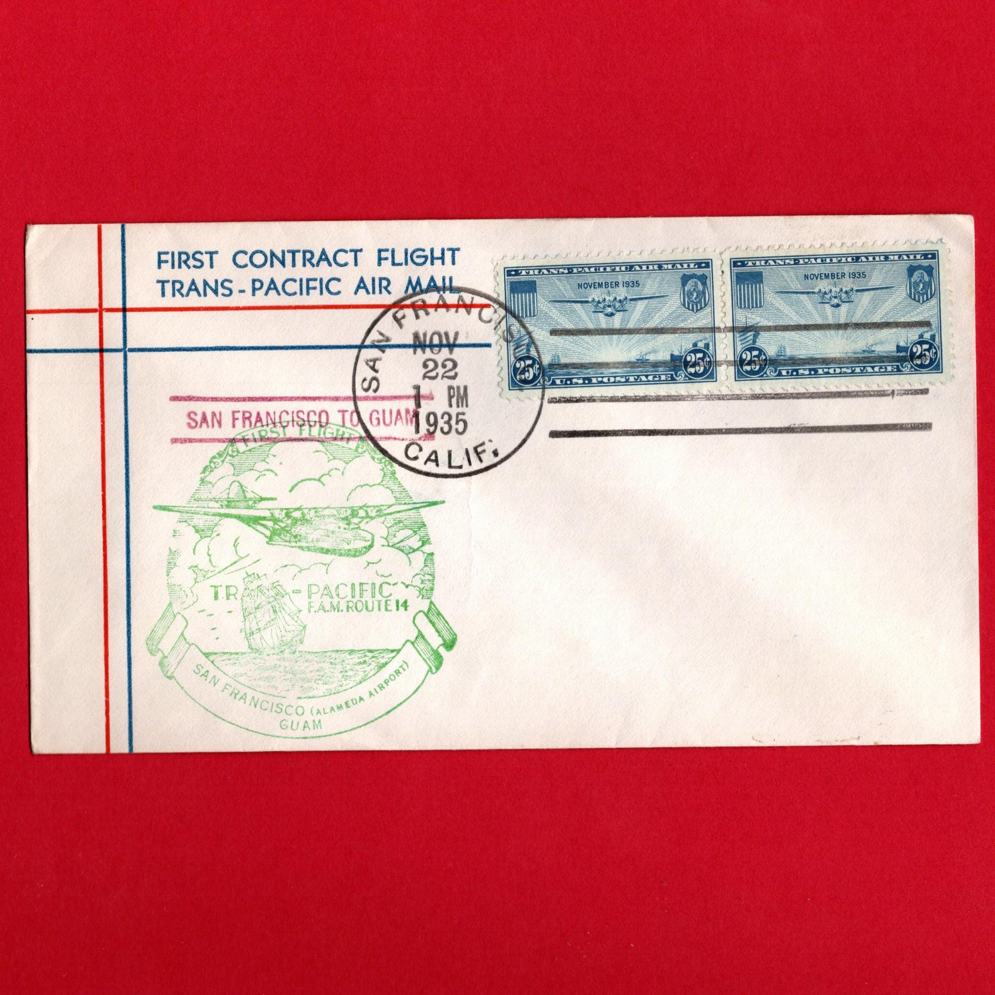 November 22, 1935 First Flight Trans-pacific Air Mail Cover FDC