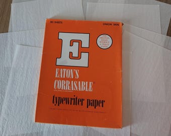 10 Sheets Eaton&#39;s Corrasable Onion Skin Typewriter Paper with Watermark, Cockle Texture, 8 1/2&quot; X 11&quot;, 25% Cotton Fibre - 19347