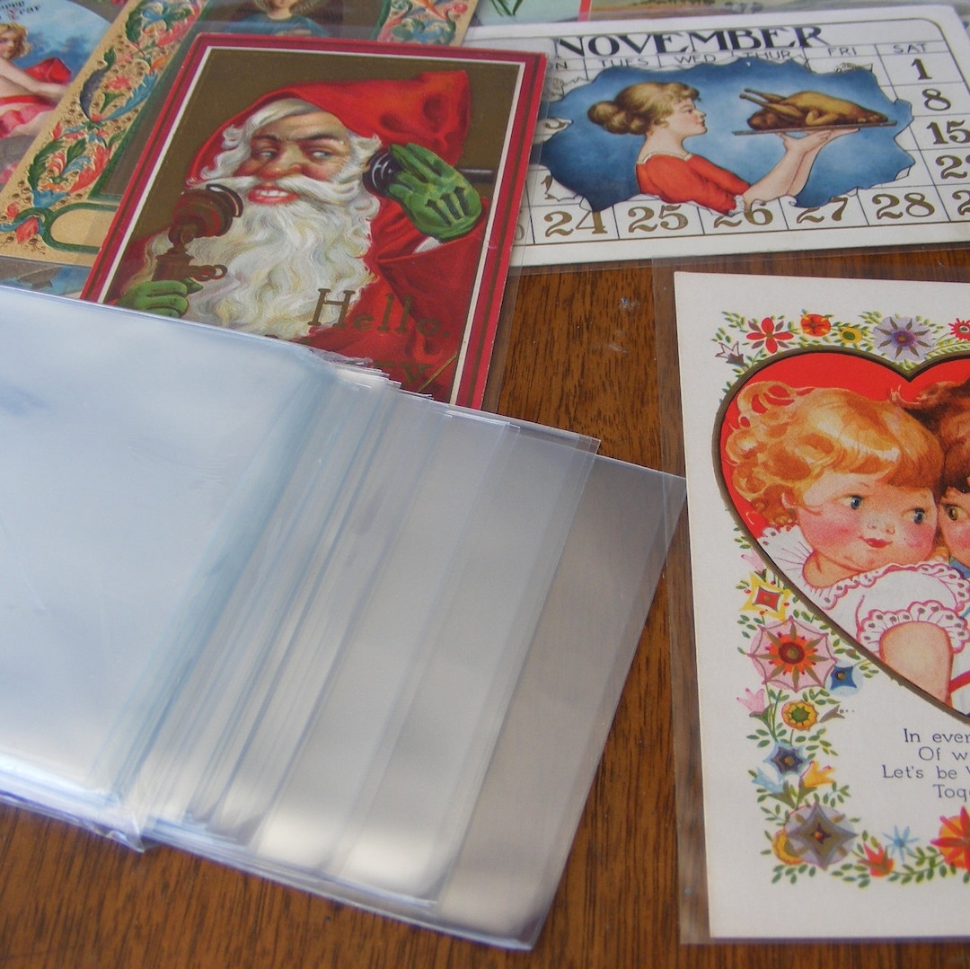 100 New Postcard Sleeves, Acid Free Clear Polypropylene, Archival Safe, Craft Scrap Paper