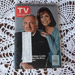 March 25, 1978 Vintage TV Guide, Mary Tyler Moore and Walter Cronkite, Crossword Puzzle Not Done, CBS Turns 50, Vermont Edition - 19378