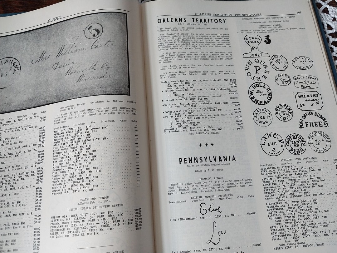 1965 American Stampless Cover Catalog, Philatelic Book by E. N. Sampson