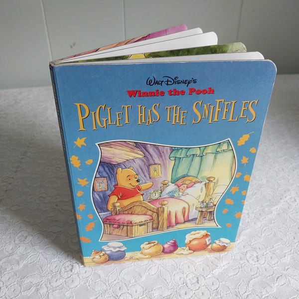 1998 Piglet Has the Sniffles, Walt Disney's Winnie the Pooh Children's Board Book, Fine Condition - 17902a