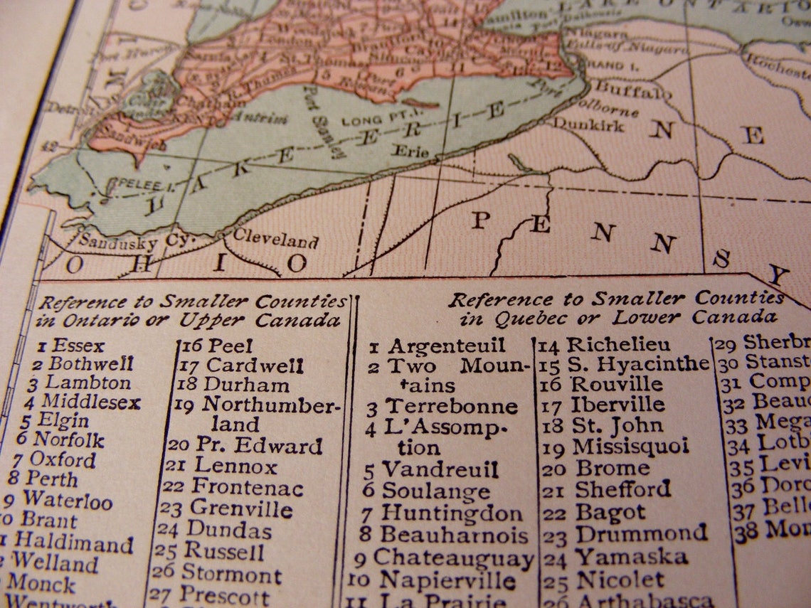 Carte du Canada antique de 1889 naturally Aged Québec Etsy France