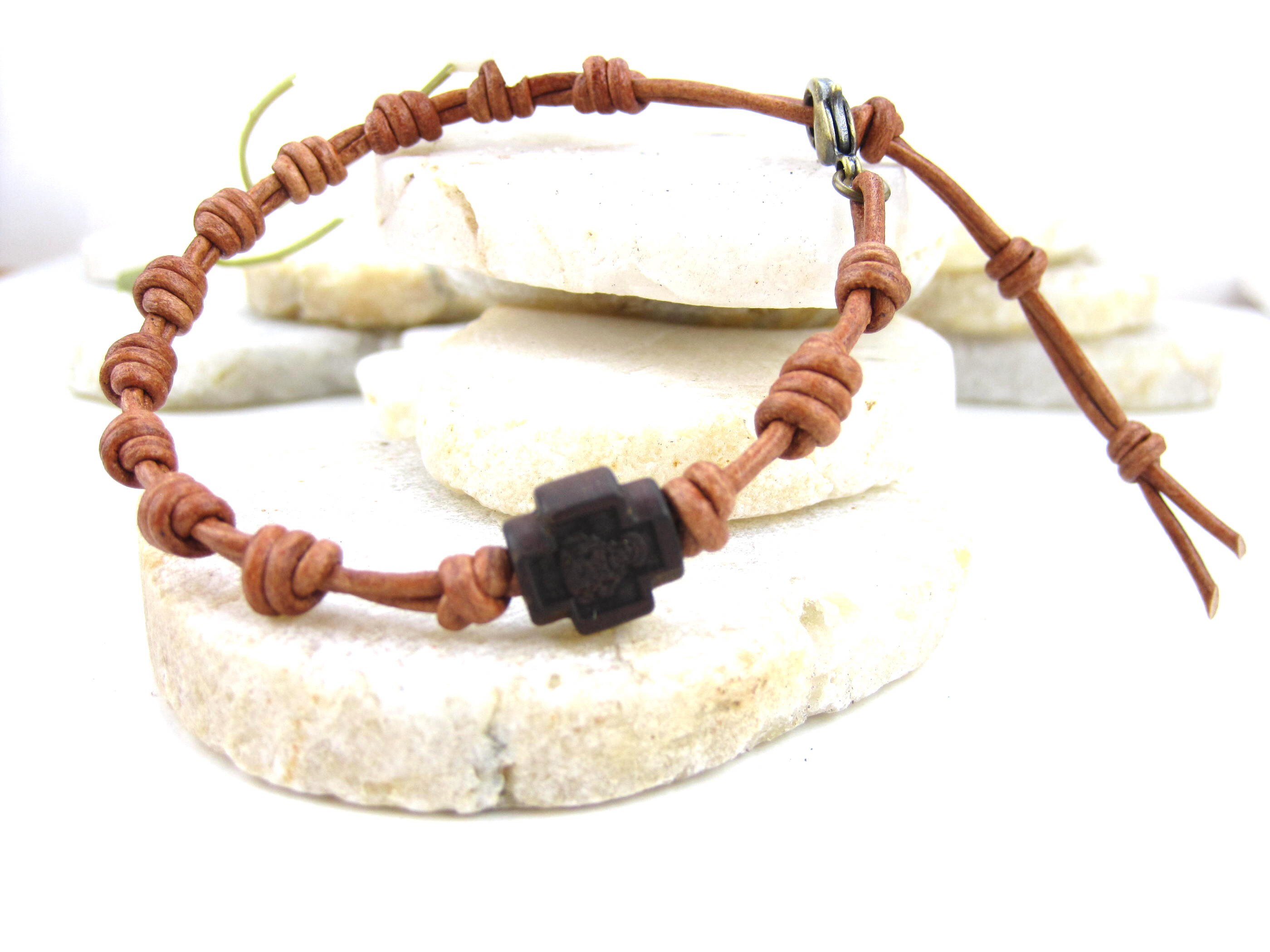 Leather rosary bracelet discount