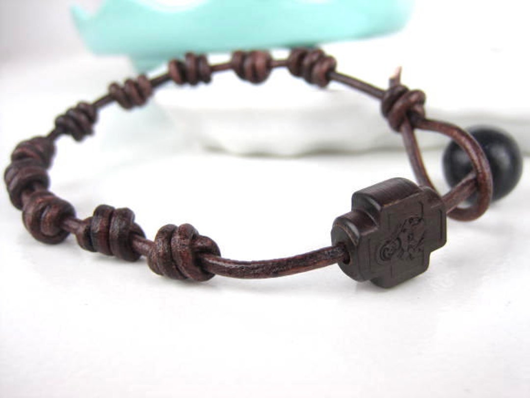 Leather rosary sale bracelet
