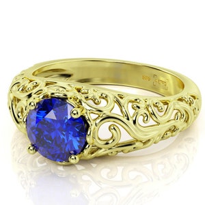 Anello di fidanzamento edoardiano, Anello di fidanzamento vintage, Anello di fidanzamento antico, Anello in zaffiro, Estate, Anello di fidanzamento in filigrana, 3881